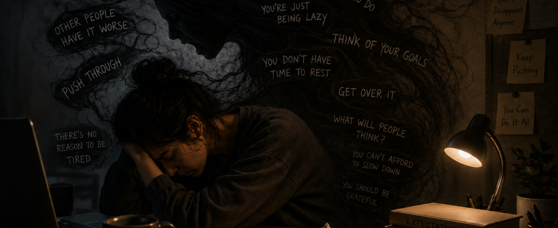 The Voice Inside Your Head That Tells You You’re Not Allowed to Be Tired