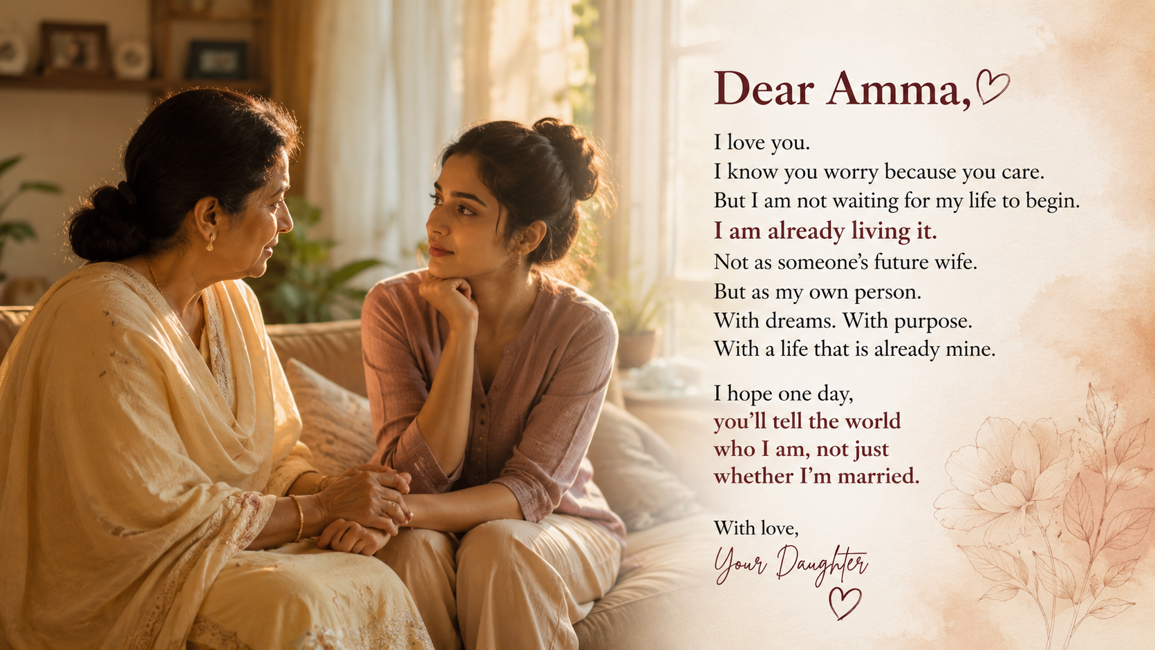 To the Mother Who Wants Me Settled
